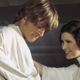 Mark Hamill and Carrie Fisher on the set of Star Wars.